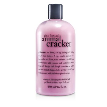 Shampoo, gel doccia e bagnoschiuma rosa glassati per cracker animali