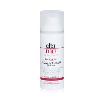 EltaMD Protezione solare viso UV trasparente SPF 46 - Per i tipi di pelle inclini ad acne, rosacea e iperpigmentazione