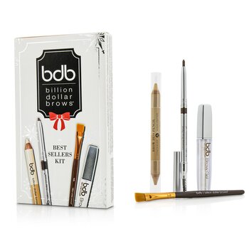 Kit best seller: 1x matita per sopracciglia universale 0,27 g / 0,009 once, 1x matita per sopracciglia Brow Duo da 2,98 g / 0,1 once, 1x pennello sfumino, 1x gel per sopracciglia 3 ml / 0,1 once