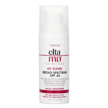 UV Clear Facial Sunscreen SPF 46 - For Skin Types Prone To Acne, Rosacea & Hyperpigmentation - Tinted