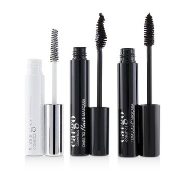 Cargo Kit mascara: 1x mascara Dare To Flair, 1x mascara Texalash, 1x topcoat mascara waterproof Swimmables