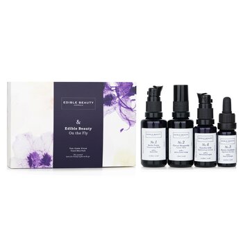 Edible Beauty & Edible Beauty On The Fly Mini Kit da Viaggio: Latte Detergente 15ml+ Toner Mist 30ml+ Siero Ageless 10ml+ Lozione Idratante 15ml