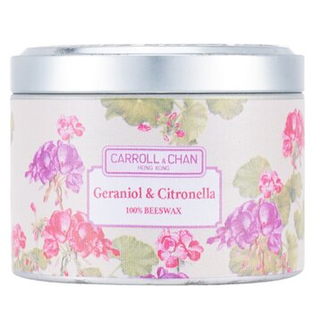 Candela in latta 100% cera d'api - Geraniolo e Citronella