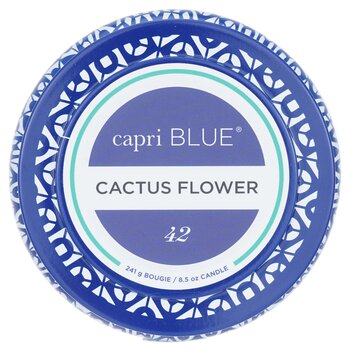 Capri Blue Candela di latta da viaggio stampata - Fiore di cactus