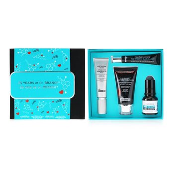 Dr. Brandt Kit 25 anni di Dr. Brandt: Microdermoabrasione 60 g + Crema levigante rughe 15 g + Primer per affinare i pori 30 ml + Niente più bagagli 15 g