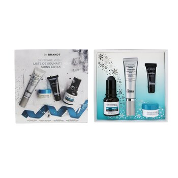 Dr. Brandt Kit lista dei desideri per la cura della pelle: primer per affinare i pori 30 ml + crema levigante rughe 15 g + microdermoabrasione 7,5 g + crema ialuronica 10 g