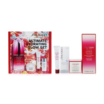 Shiseido Ultimate Hydrating Glow Set: Ultimune Power Infusing Concentrate 30ml + Crema Gel Idratante 10ml + Concentrato Occhi 5ml + SPF 42 Sunscreen 7ml