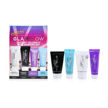 Glamglow Set per mascheratura istantanea della pelle delle celebrità: 1 trattamento schiarente Supermud - 15 g/0,5 oz + 1 trattamento stimolante Youthmud Glow - 15 g/0,5 oz + 1 trattamento idratante Thristymud - 10 g/0,35 + 1 trattamento rassodante Gravitymud- 10 