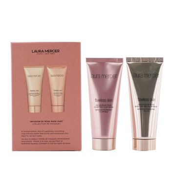 Laura Mercier Infusion De Rose Mask Duet Set: 1x Maschera per infusione di rose idratanti per la pelle impeccabile - 75 g/2,5 once + 1x Maschera per argilla purificante per infusione di rose per la pelle impeccabile - 75 g/2,5 once