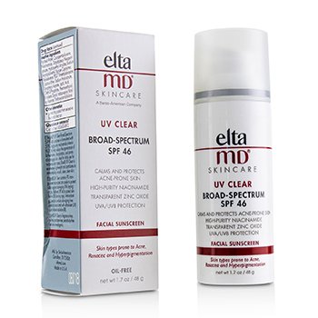 Protezione solare viso UV trasparente SPF 46 - Per i tipi di pelle inclini ad acne, rosacea e iperpigmentazione (scatola leggermente danneggiata)