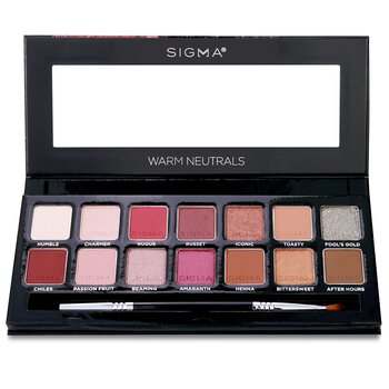 Sigma Beauty Palette di ombretti Warm Neutrals (14 ombretti + 1 pennello a doppia estremità)