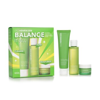 Ole Henriksen Balance It All Set per il controllo dellolio e la raffinazione dei pori: detergente 60 ml + tonico 65 ml + crema idratante 15 ml