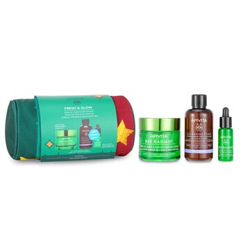 Set regalo Fresh & Glow (Bee Radiant- Texture leggera): Crema gel 50 ml + Siero 10 ml + Schiuma cremosa detergente 75 ml + Bustina