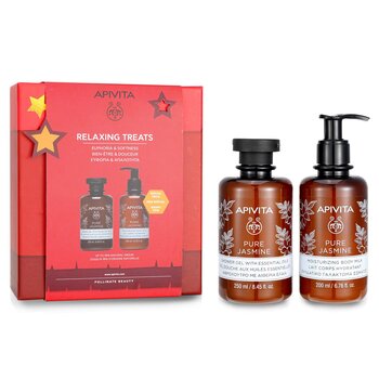 Apivita Relaxing Treats Euphoria & Softness Set: gel doccia al gelsomino puro 250 ml + latte corpo idratante al gelsomino puro 200 ml