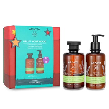 Apivita Uplift Your Mood Set tonificante e rivitalizzante: gel doccia Tonic Mountain Tea 250 ml + latte corpo Tonic Mountain Tea