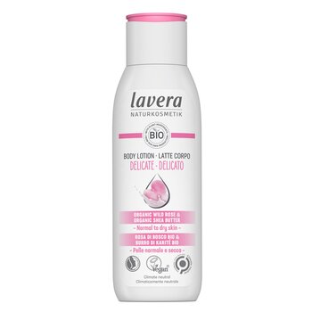 Lavera Lozione per il corpo (delicata) - Con rosa canina biologica e burro di karitè biologico - Per pelli da normali a secche