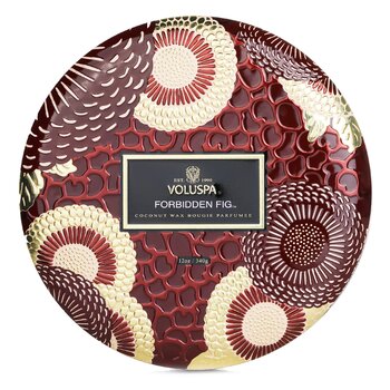 Voluspa Candela decorativa in latta con 3 stoppini - Proibito Fig