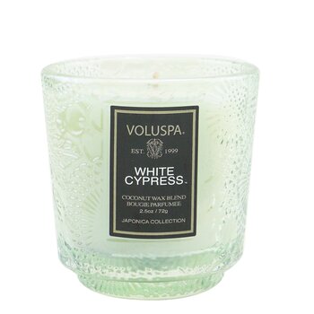 Voluspa Candela a piedistallo Petite - Cipresso bianco