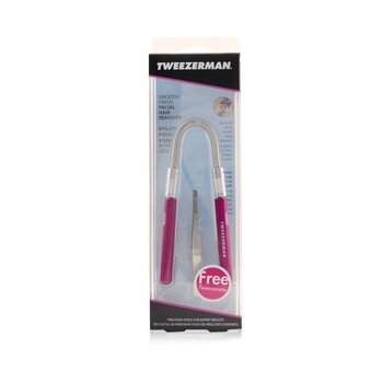 Tweezerman Epilatore facciale con finitura liscia - Rosa (con pinzetta inclinata in acciaio)