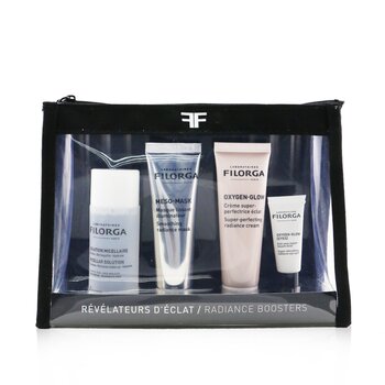 Set illuminante: soluzione micellare 50 ml + maschera meso 30 ml + crema illuminante all'ossigeno 30 ml + crema occhi illuminante all'ossigeno 4 ml