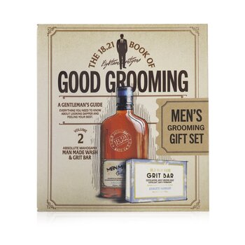 18.21 Man Made Book of Good Grooming Gift Set Volume 2: Absolute Mahogany (Wash 532ml + Grit Bar 198g )