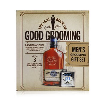 18.21 Man Made Book of Good Grooming Gift Set Volume 3: Mogano assoluto (detergente 532 ml + olio 60 ml)