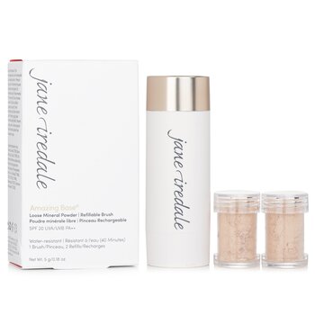 Jane Iredale Amazing Base Loose Mineral Powder SPF 20 Pennello ricaricabile (1 pennello, 2 ricariche) - Terra di Siena calda