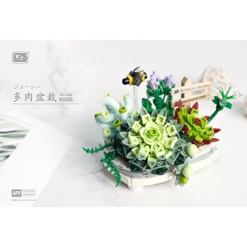 Loz LOZ Mini Blocks - Eternal Flowers Garden Series - Set di mattoni da costruzione per piante in vaso succulente