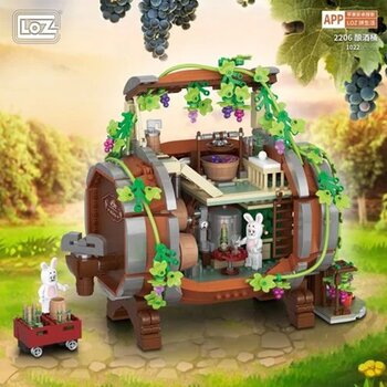 Loz LOZ Mini Block - Set di mattoncini da costruzione della botte di vino dellanno del coniglio