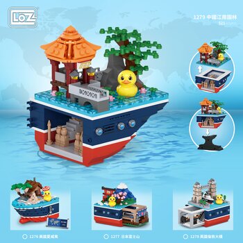 Loz Serie LOZ Duck Fleet - Set di mattoni da costruzione da giardino Jiangnan