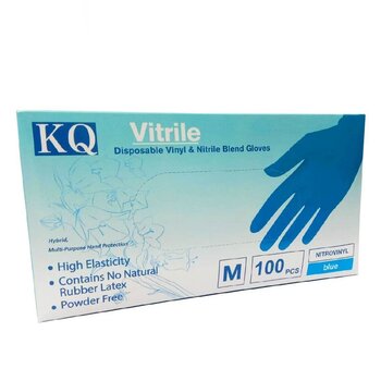 KQ KQ - Guanti monouso in misto vinile e nitrile Vitrile -blu (S)