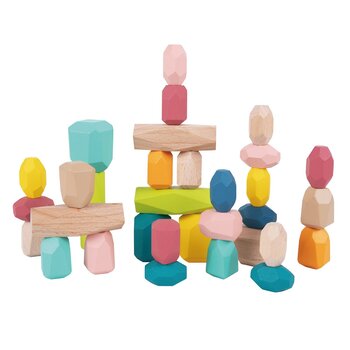 Tooky Toy Co Pietre impilabili in legno - 32 pezzi