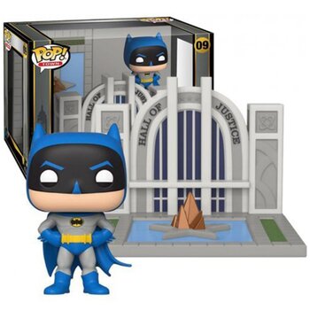 Funko POP Towns: Batman 80th - Sala della Giustizia con personaggi giocattolo di Batman