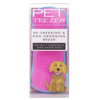 Tangle Teezer Spazzola per la toelettatura e la muta del pelo di Pet Teezer (per cani a pelo lungo e con muta abbondante) - # Blu / Rosa