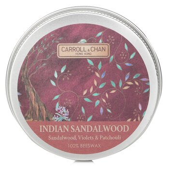 Mini candela in latta 100% cera d'api - # Legno di sandalo indiano (sandalo, viole e patchouli)