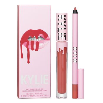 Kylie By Kylie Jenner Kit labbra opache: rossetto liquido opaco 3 ml + matita labbra 1,1 g - # 801 Queen